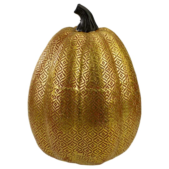 Orange & Gold Diamond Patterned Halloween Pumpkin Tabletop Decoration By Northlight in Orange/Gold | 9.75" | Michaels®